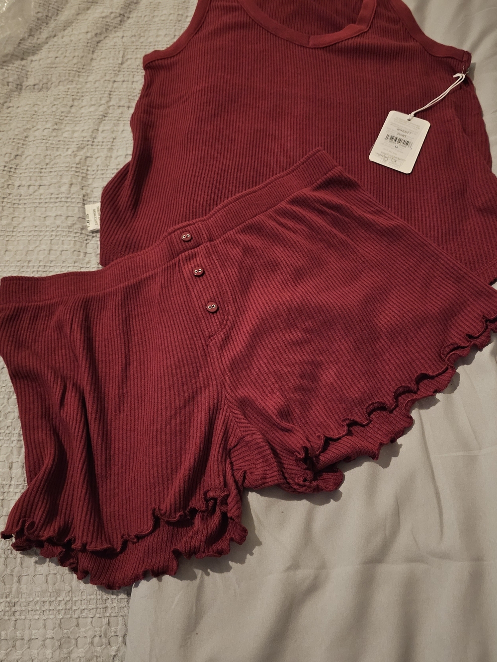 P.J. Salvage Ribbed Knit Tank in Deep Wine